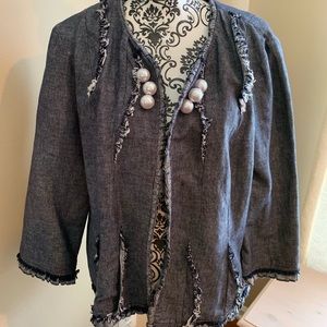 Tribal Jean Jacket with pearl accents